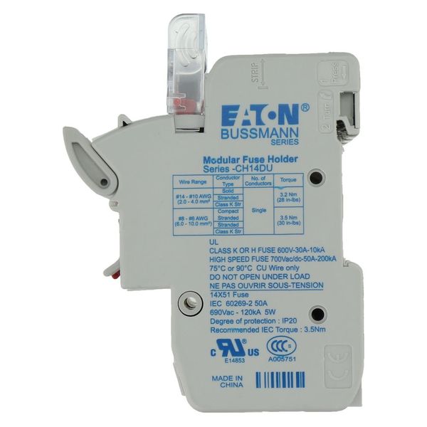 Fuse-holder, low voltage, 50 A, AC 690 V, 14 x 51 mm, 3P, IEC image 27
