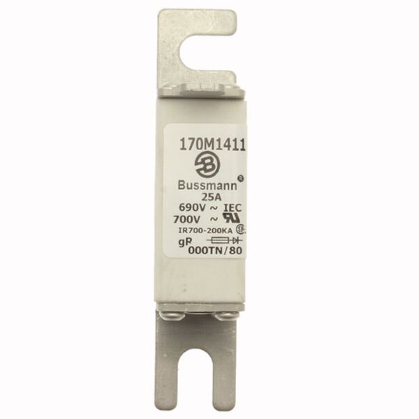 Fuse-link, high speed, 25 A, AC 690 V, DIN 000, 21 x 40 x 100 mm, gR, DIN, IEC, type T indicator image 2