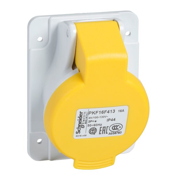 PratiKa socket - screw - angled - 16A - 3P + N + E - 100...130 V AC - panel image 1