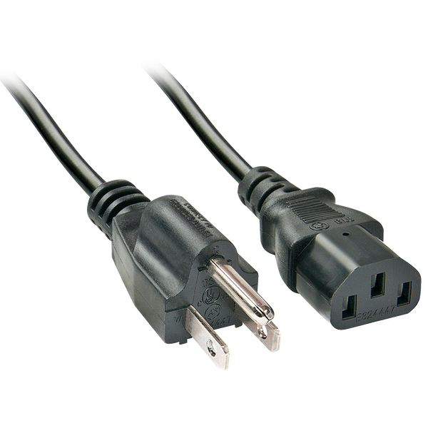 3m US 3 Pin to C13 Mains Cable US 3 Pin Plug to IEC C13 Connector image 1