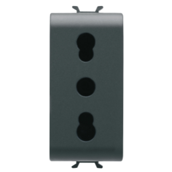 ITALIAN STANDARD SOCKET-OUTLET 250V ac - 2P+E 16A DUAL AMPERAGE - P11- P17 - 1 MODULE - SATIN BLACK - CHORUSMART image 1