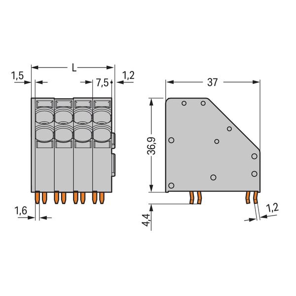 2-conductor PCB terminal block 10 mm² Pin spacing 7.5 mm green-yellow image 2