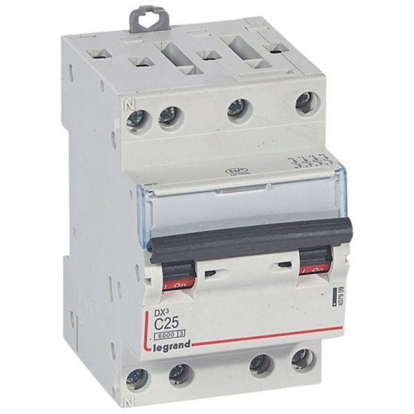 DX³6000 10kA high inlet and low outlet screw circuit breaker 4P 400V~ - 25A - curve C - for optimized HX³ comb image 1