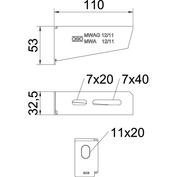 MWA 12 11S A4 Wall and support bracket with fastening bolt M10x20 B110mm image 2