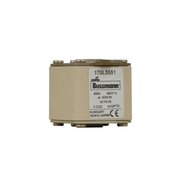 Fuse-link, high speed, 450 A, AC 660 V, Size 1, 53 x 53 x 51 mm, aR, IEC, single indicator image 9