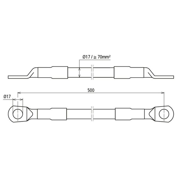 Steel rope earthing connector, cable lug on both ends D 17mm L 500mm image 2