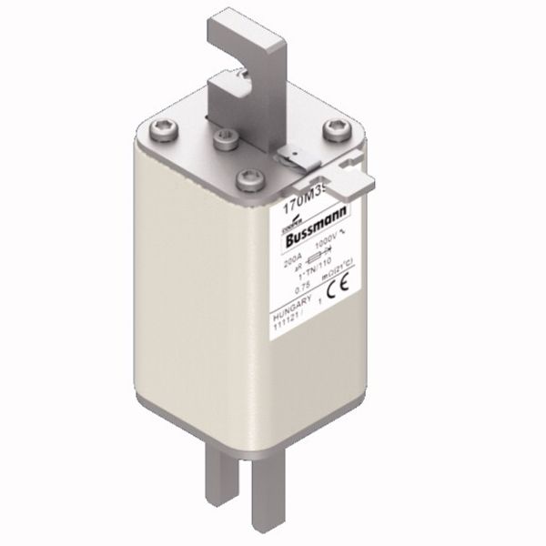 Fuse-link, high speed, 200 A, AC 1000 V, compact DIN 1, 43 x 61 x 138 mm, aR, DIN, IEC, type T indicator image 3