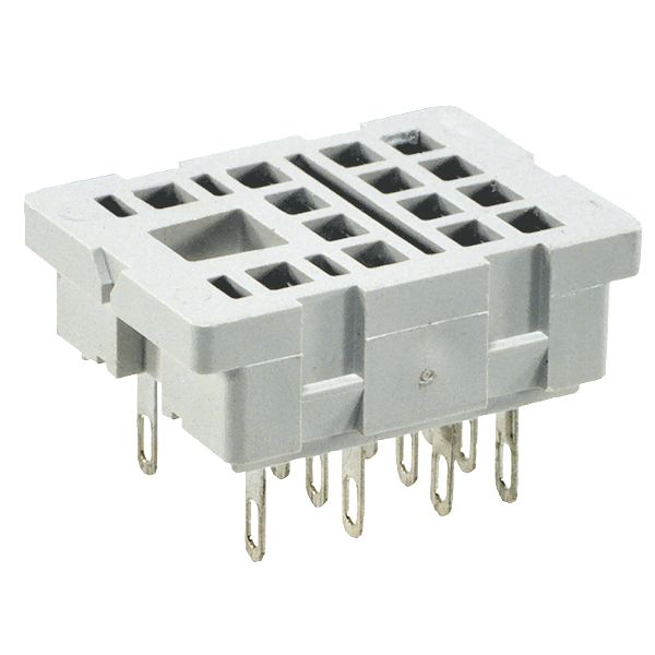 Socket for relay: R4N..Solder terminals. Dimensions 29,6 x 21,5 x 18,1 mm. Four poles. Obciążenie znamionowe 6 A, 250 V AC image 1
