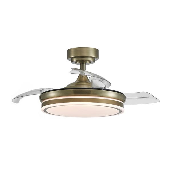 Mini Moss Brass LED Ceiling Fan 35W 3900 Lm CCT Folding blades image 1