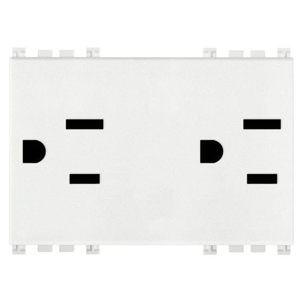 Two 2P+E 15A 127V USA outlets white image 1