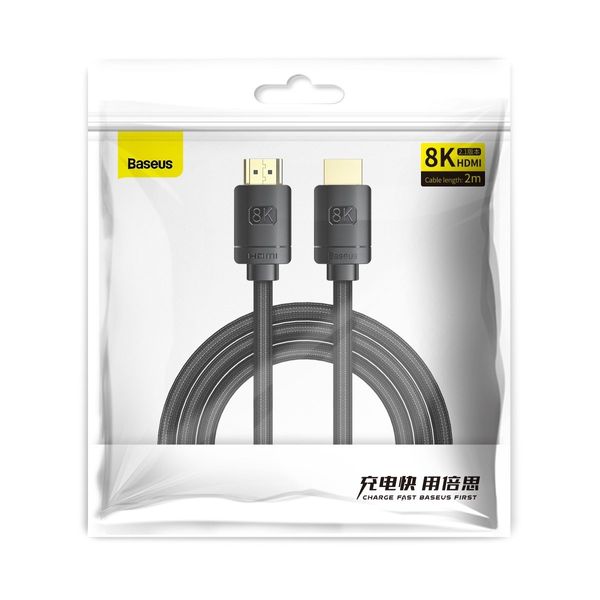 Cable HDMI-HDMI 2.0m (HDMI 2.1) black 8K 60Hz, BASEUS image 4
