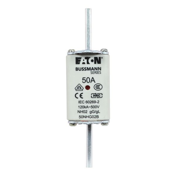 Fuse-link, LV, 50 A, AC 500 V, NH02, gL/gG, IEC, dual indicator, live gripping lugs image 22