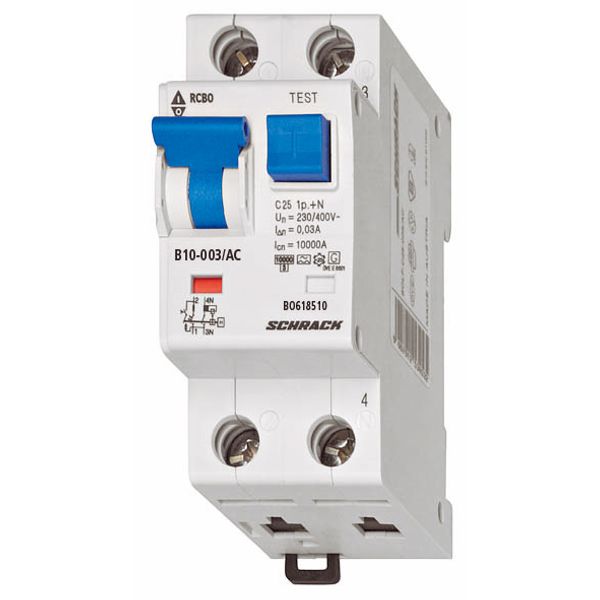 Combined MCB/RCD (RCBO) B10/1+N/30mA/Type A, 6kA image 1