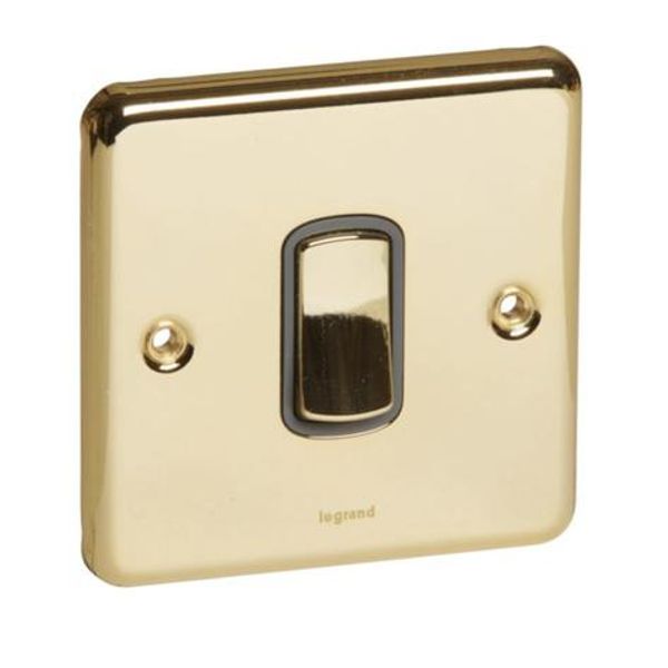 Synergy Authentic 1 gang 2-way push button - 10A- Glossy gold image 1