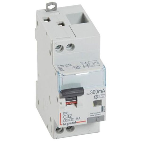 Differential circuit breaker DX³4500 high inlet and low outlet screw U+N 230V~ - 32A typeAC 300mA - curve C - 2 modules image 1