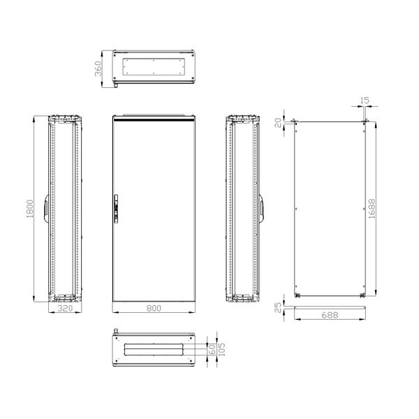 Compact enclosure 1 door IP65 H=1800 W=800 D=300 mm image 3