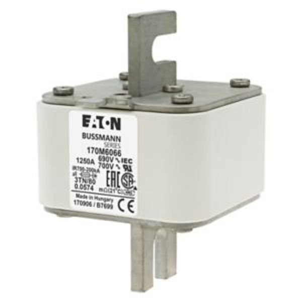 Fuse-link, high speed, 1250 A, AC 690 V, DIN 3, 76 x 90 x 109 mm, aR, DIN, IEC, single indicator image 4