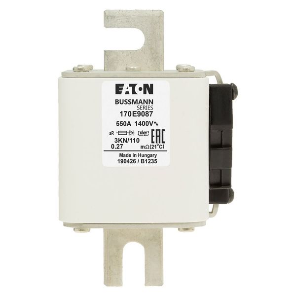 Fuse-link, high speed, 550 A, AC 1400 V, DIN 3, aR, DIN, type K indicator image 17