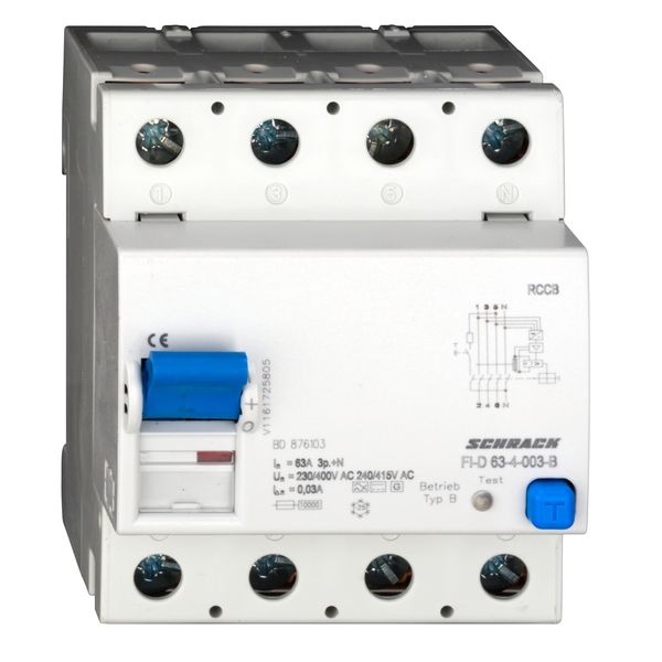 Residual current circuit breaker 63A, 4-pole, 30mA, type Bfq image 1