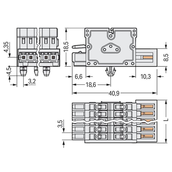 2-conductor combi strip 100% protected against mismating Snap-in mount image 4