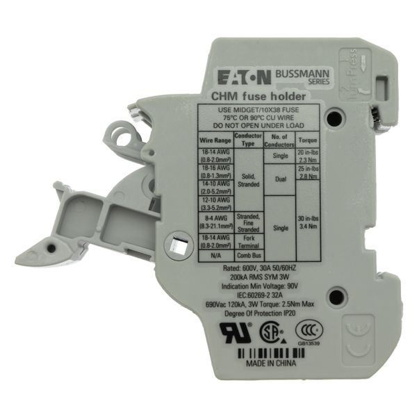 Fuse-holder, LV, 32 A, AC 690 V, 10 x 38 mm, 2P, UL, IEC, DIN rail mount image 43