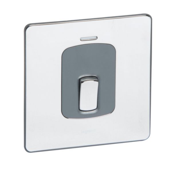 Synergy Sleek 20A Double Pole Control Switch with LED Power Indicator Polished Stainless Steel image 1