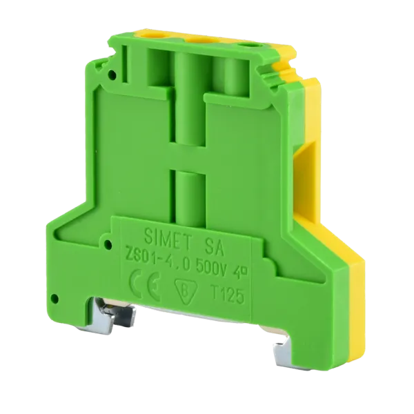 Rail-mounted screw terminal block ZSO1-4.0 yellow-green image 1