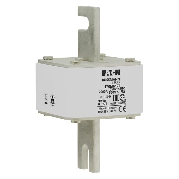 Fuse-link, high speed, 1800 A, AC 550 V, DIN 3, 76 x 90 x 139 mm, aR, DIN, IEC, single indicator image 18