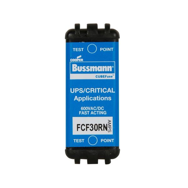 Eaton Bussmann series FCF fuse, Finger safe, power loss 5.45 w, 600 Vac, 600 Vdc, 30A, 300 kAIC 600 Vac, 50 kAIC 600 Vdc, Non Indicating, Fast acting, Class CF, CUBEFuse, Glass filled polyethersulfone case image 1