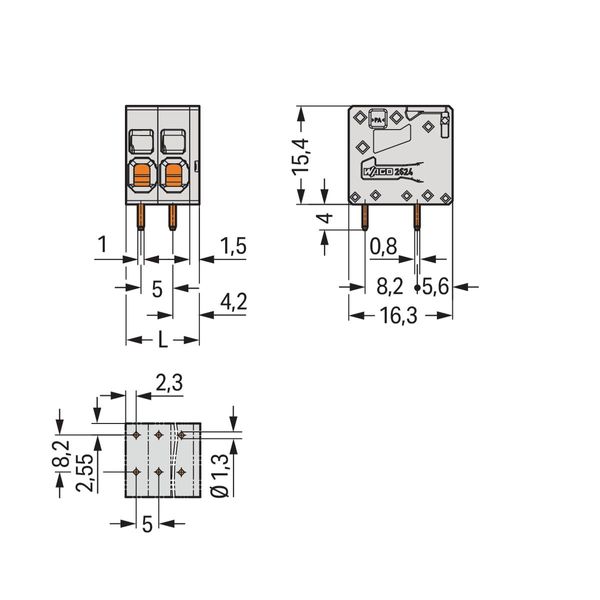 PCB terminal block 4 mm² Pin spacing 5 mm gray image 3