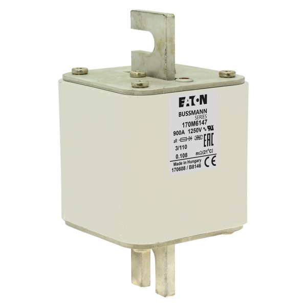 Fuse-link, high speed, 900 A, AC 1250 V, size 3, 76 x 90 x 139 mm, aR, DIN, IEC, single indicator image 10