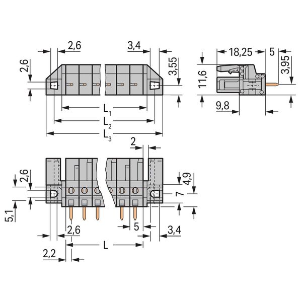 THT female header straight Pin spacing 5 mm gray image 3