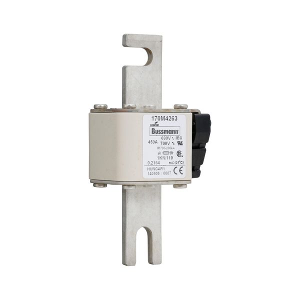 Fuse-link, high speed, 450 A, AC 690 V, DIN 1, 53 x 69 x 138 mm, aR, DIN, IEC, single indicator image 12