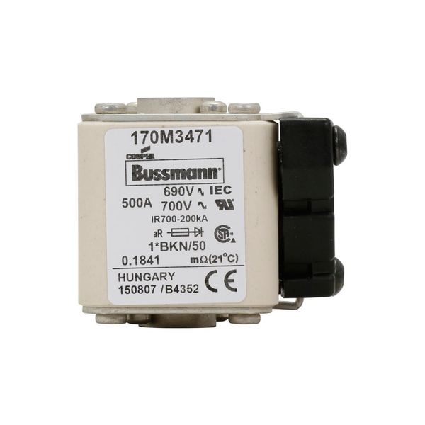 Fuse-link, high speed, 500 A, AC 690 V, compact size 1, aR, IEC, UL, single indicator image 7