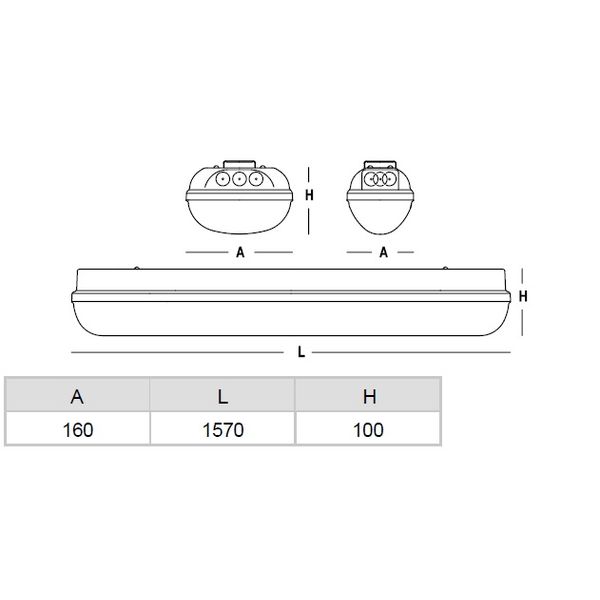 Linda LED PC 2x24W, 4000K, 7617lm, IP65, PC II grey,L=1270mm image 2