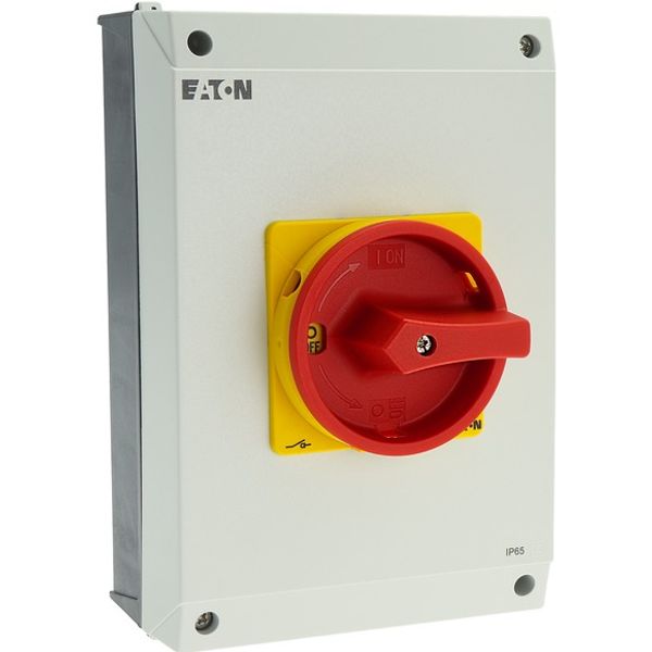 Safety switch, P3, 63 A, 3 pole, 1 N/O, 1 N/C, Emergency switching off function, With red rotary handle and yellow locking ring, Lockable in position image 12