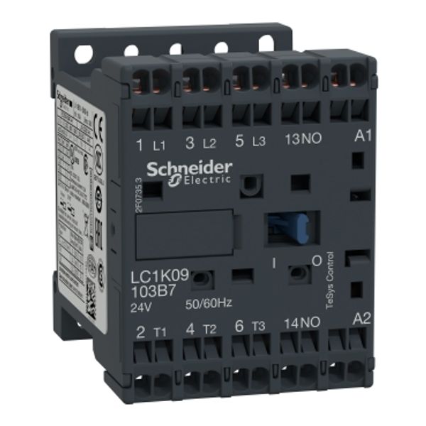 TeSys LC1K contactor, 3P, AC-3 440V 9 A, 1NO aux, 24V AC coil image 3