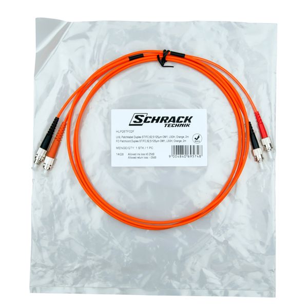 FO Patchcord Duplex ST/FC,62,5/125æm OM1, LS0H, orange, 2m image 3