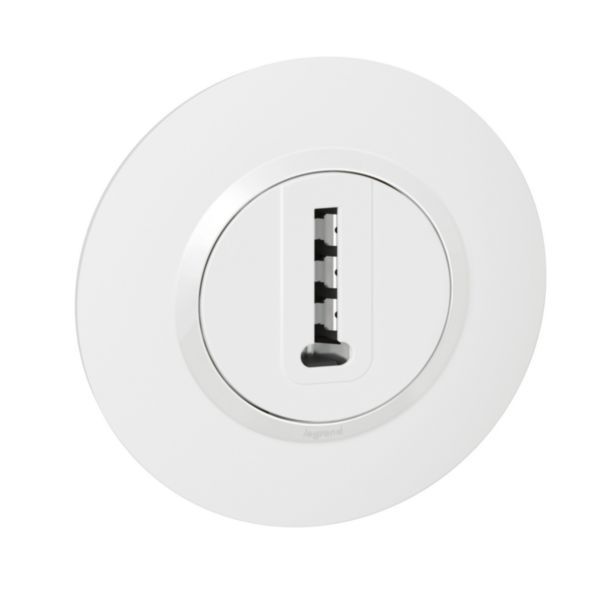 Dooxie T-shaped telephone socket delivered with white round plate - blister packaging image 1