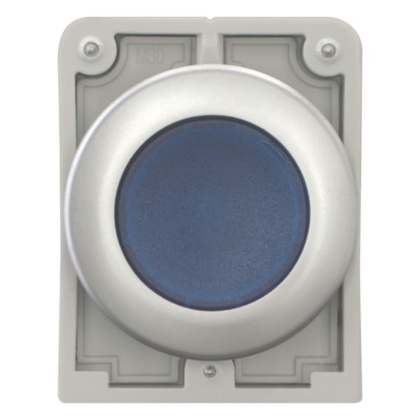 Illuminated pushbutton actuator, RMQ-Titan, Flat, maintained, Blue, Blank, Metal bezel image 3