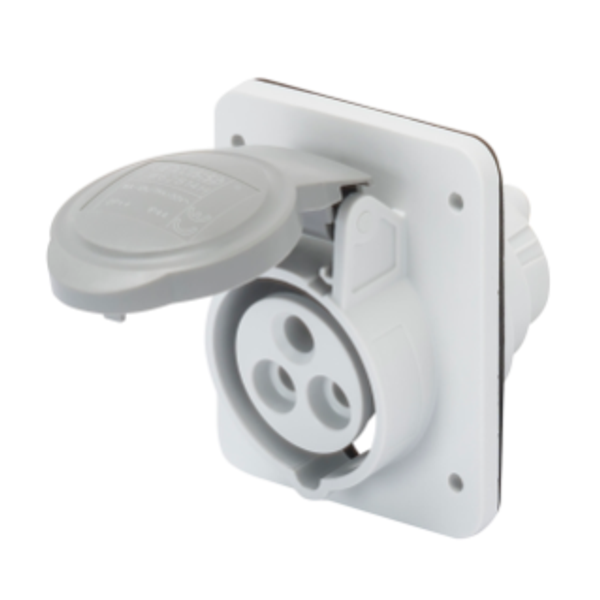 10° ANGLED FLUSH-MOUNTING SOCKET-OUTLET HP - IP44/IP54 - 2P+E 16A TRANSFORMER 50/60HZ - GREY - 12H - SCREW WIRING image 1
