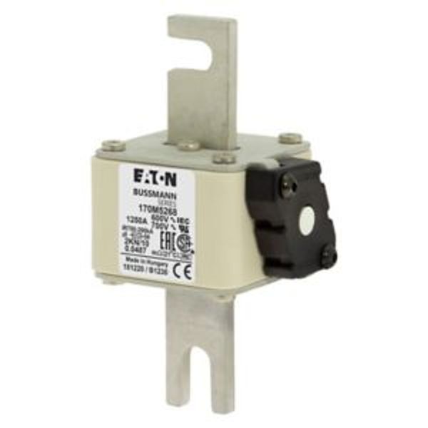 Fuse-link, high speed, 1250 A, AC 600 V, DIN 2, 61 x 77 x 138 mm, aR, DIN, IEC, single indicator image 3