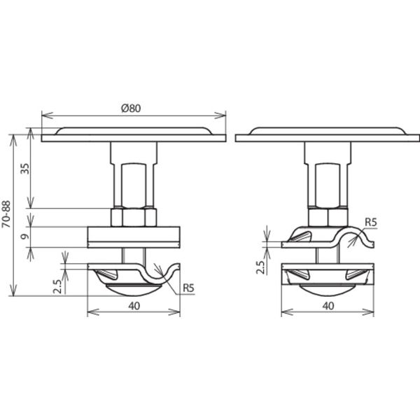 Air-termination stud for drivable flat roofs f. Rd 8-10mm StSt image 2