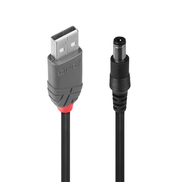 USB 2.0 Type A to 5.5mm DC Cable, 1.5m USB Type A Male to 5.5mm outer/2.5mm inner diameter DC connector image 1