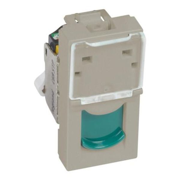 RJ45 socket category 6A STP 1 module champagne with green shutter image 1