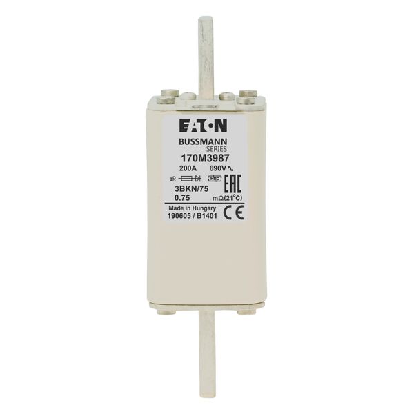 Fuse-link, high speed, 200 A, AC 1000 V, compact DIN 1, 43 x 61 x 138 mm, aR, DIN, IEC, type T indicator image 16