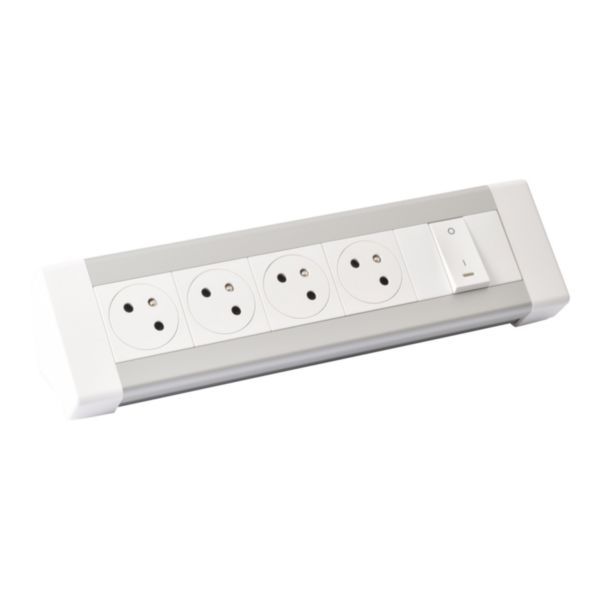 054604 Wired desk block equipped with 3 2P+E Surface sockets and 2 RJ45 category 6 FTP sockets image 1