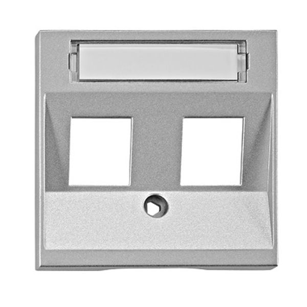 Cover for 2*RJ45 Toolless Line jacks, silver image 1