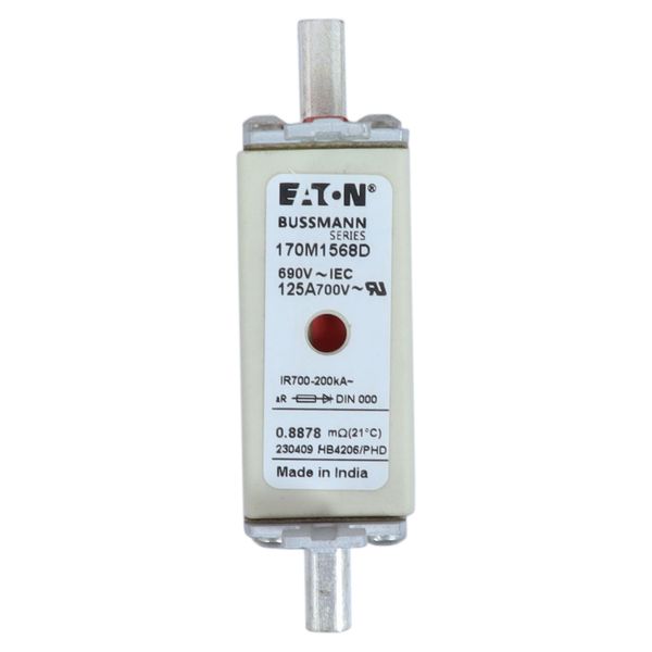 Fuse-link, high speed, 125 A, AC 690 V, DIN 000, aR, DIN, IEC, dual indicator, live gripping lugs image 16