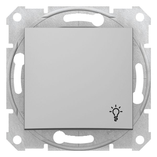 Sedna - 1pole pushbutton - 10A light symbol, without frame aluminium image 1